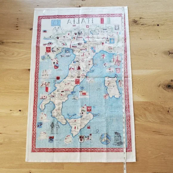 Map of Italy souvenir Dish Tea Towel Rectangle Multicolored Made in Italy Art - Picture 4 of 5